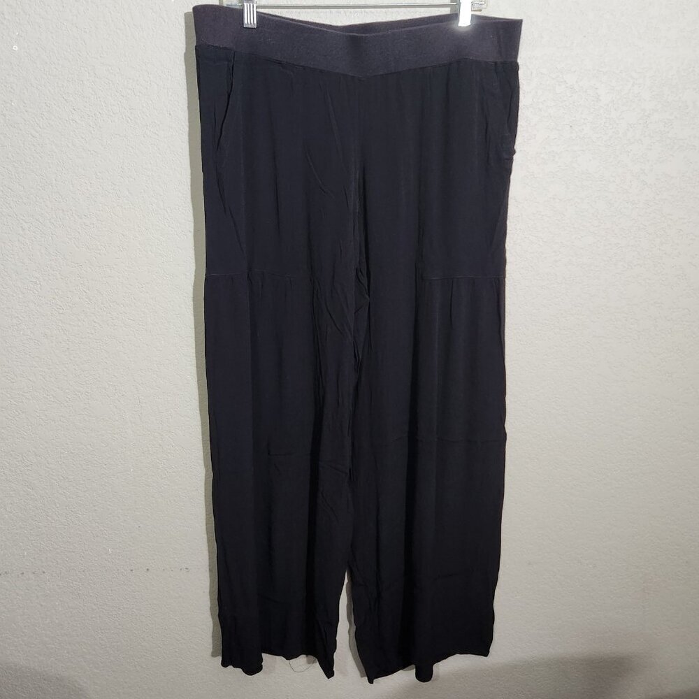 Ivy Jane Pants Womens Large Black Wide Leg Pull On Rayon Relaxed Fit Made USA
